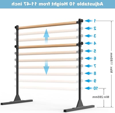 Verstelbare Vrijstaande Balletbar voor Kinderen en Volwassenen, Ideaal voor Thuis, Fitness en Yoga, 120 x 71 cm, Zwart