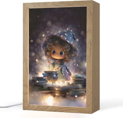 Nachtlampje 20x30 cm - Kinder lampje - Meisje - Toveren - Sterren - Paars - Tafellamp kinderkamer - Slaapkamer lamp - Bedlamp kinderen - Kinderlampje stopcontact - Wandlamp babykamer - Nachtlampjes