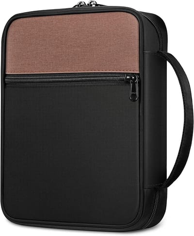 Bijbelhoes met Handvat en Rits, Standaardformaat, Geschikt voor Mannen en Vrouwen, Zwart/Bruin, Perfect als Cadeau