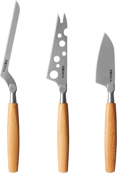 Boska Kaasmessenset Amigo – Kaasmesjes - Set van 3 – Voor Elke Kaassoort – Non-stick – Ergonomisch – RVS en Beukenhout