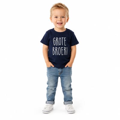 Shirt grote broer big brother | korte mouw | donker blauw | maat 86 zwangerschap aankondiging bekendmaking baby