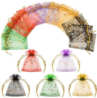 50 Organza Zakjes 7x9 cm Gemengde Kleuren met Trekkoord - Ideaal voor Sieraden en Gastgeschenken