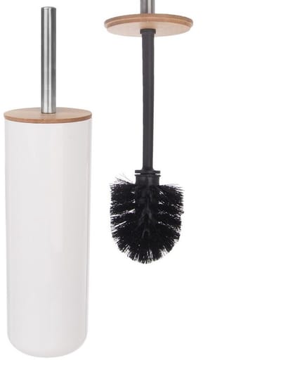 Orion Whitney Serie - Bamboe Toiletborstel met Houder - Wit - 37 cm - Decoratief