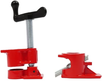Sello! pijpklem – lijmklem – lijmtang – houtbewerking – schroefdraadbuis – ergonomisch – hogedrukveerklem – 6-delig – rood/zwart