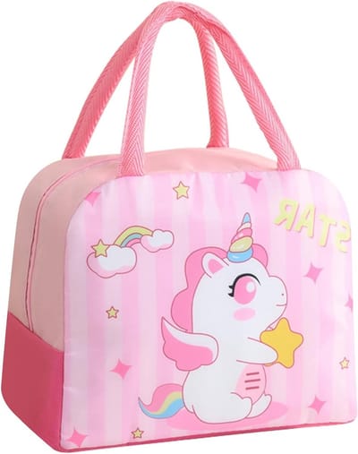 Vrolijke Eenhoorn Koeltas voor Kinderen - Isolerende Vouwbare Lunchbox voor School, Picknick en Reizen