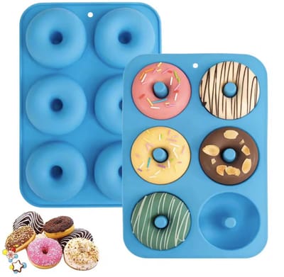 Siliconen donutmal - Donutvorm - Donut Bakvorm - Blauw - Siliconen - 6 Donuts - 7cm - Donutmaker - Anti Kleeflaag - Zelf Donuts Bakken - CHPN