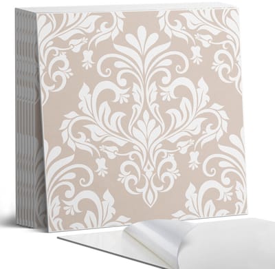 Coloray Plaktegels - Elegant plantenpatroon Portugese Tegels - 30 cm x 30 cm - Beige Plaktegels - 9 stuks - Vierkant PVC Tegels - Plaktegels Keuken - Zelfklevende Vloertegels - Vinyl Tegels - Zelfklevende Tegels