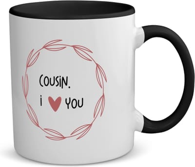 Akyol - cousin i love you koffiemok - theemok - zwart - Neef - de liefste neef - verjaardagscadeau - verjaardag - cadeau - cadeautje voor neef - neef artikelen - kado - geschenk - gift - 350 ML inhoud