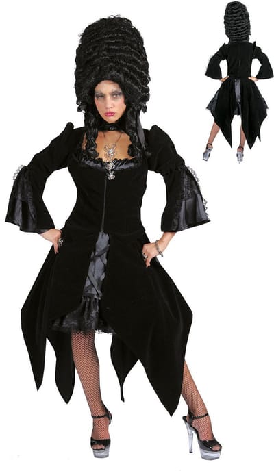 Funny Fashion - Gotisch Kostuum - Duistere Begraafplaats Goth - Vrouw - zwart - Maat 44-46 - Halloween - Verkleedkleding