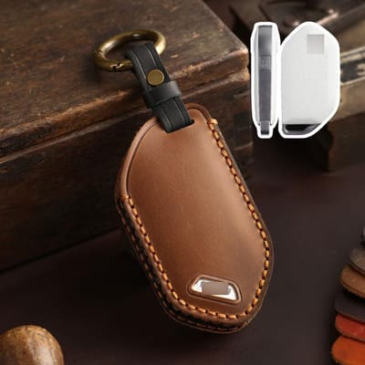 Echt Leer Auto Sleutelhoesje Cover voor Kia EV9 Picanto Carnival Seltos Sorento Morning K5 KA4 EV3 2024 2025 Accessoires brown