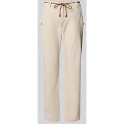 Broek van stof met bindceintuur en steekzakken