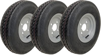 4.80/4.00-8 Aanhangwagenwielen, 6-laags, geschikt voor hoge snelheden en voor gebruik op de openbare weg, 345 kg, 4" PCD (set van 3)