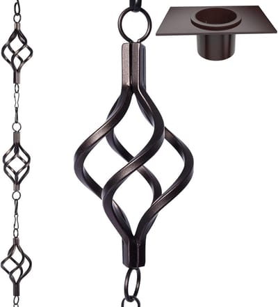 Regenketting Vogelkooi - Waterafvoer Ketting - Tuin Decoratie - Vogelkooi Design - 2.6 Meter - Koffie Koper