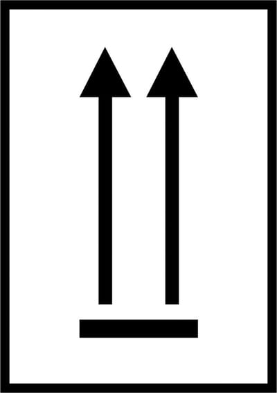 Rechtop houden sticker, zwart wit 105 x 148 mm