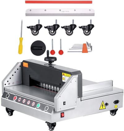 Elektrische Papiersnijder - Tafelmodel Papiersnijmachine Stapelsnijder - Snijbreedte 33 cm - Snijdikte 4 cm - Knopbediening - Geschikt Voor A4 - Voor Kantoor & Drukkerij