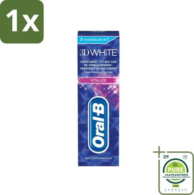 1 x Oral-B - 3D White Vitalize - Tandpasta - Whitening - 75 ml - Tandpasta Whitening - Tanden Versterken - Glazuur Beschermen - Tanden Reinigen - Mondgezondheid
