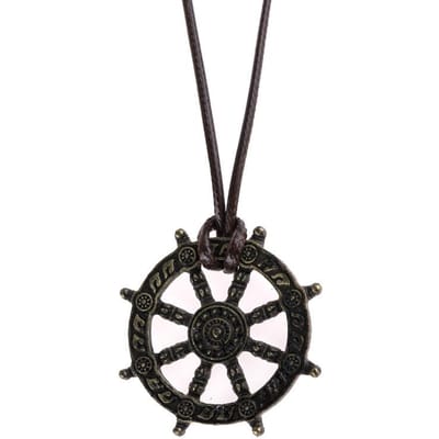 Dharma Hanger Wiel van het Leven Samsara Brons Amulet Boeddhistische Talisman Ketting Voor Vrouwen Mannen Dharmachakra Ketting Boeddhisme gray