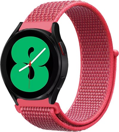 By Qubix - Geschikt voor Garmin bandje - Geschikt voor Garmin Vivoactive 4 / 4L - Sport Loop nylon bandje - Donkerroze - Smartwatch bandje 22mm