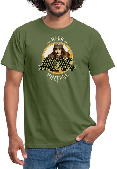 AC/DC Logo High Voltage Album Angus Young T-Shirt Heren