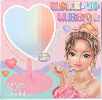 SnelShoppen - Make-up Spiegel Hartvormig Roze met LED Verlichte Rand en Sieradenhouder - Staande Beauty Spiegel voor Perfecte Verlichting en Stijlvoll
