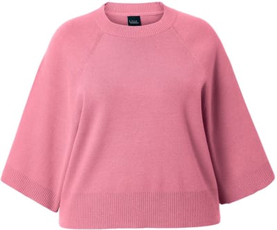 Ulla Popken - Dames - Trui kort ronde hals 3/4-mouwen - Roze - Maat 46+