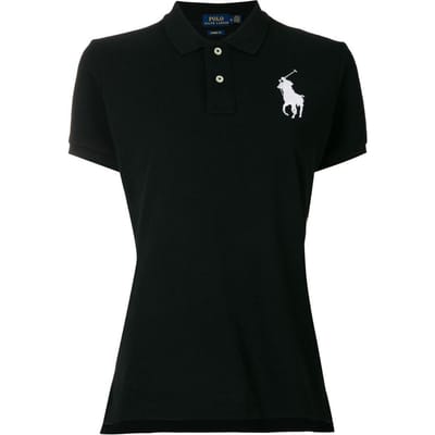 Polo Ralph Lauren Effen Kleur Logo Geborduurd Straight Fit Korte Mouw Poloshirt Dames tops Zwart 211505656-001 S black