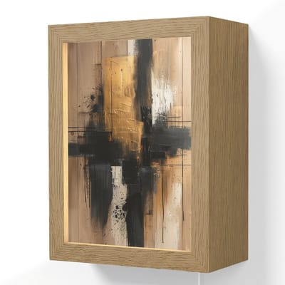 Wandlamp 15x20 cm - Oplaadbaar - Modern - Zwart - Goud - Verf - Wandlampen binnen woonkamer - Slaapkamer lamp met kabel - Decoratieve nachtlamp - Vloerlamp snoer
