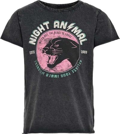 Only t-shirt meisjes - zwart - KONlucy - maat 110/116