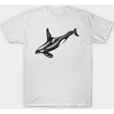 T-shirt Femme Orque Dessin à l'Encre Imprimé Harajuku Kawaii T-shirt Été Manches Courtes T-shirt Haut 4XL blanc