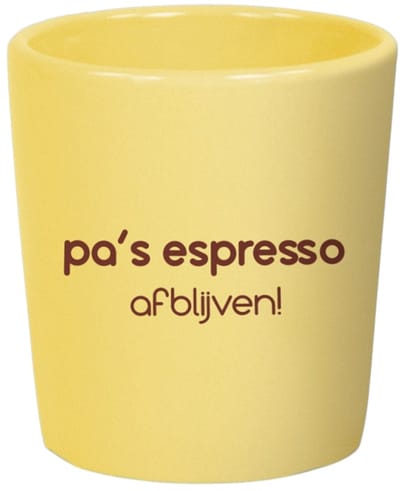 Espresso Kopje Papa – Pa’s Espresso Afblijven – Porseleinen Espresso Mokje 75ml – Grappig Cadeau voor Vaderdag – Cadeau voor Papa – Koffieliefhebber Cadeau