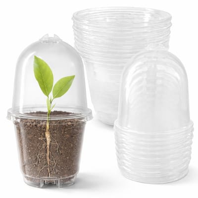 Kweekpotjes met Vochtkoepel Set 12 Stuks - Snellere Ontkieming - Transparant Kunststof - Drainagegaten - Zaailingen & Stekken - Mini Kweekpot Plantenpot Zaaipot
