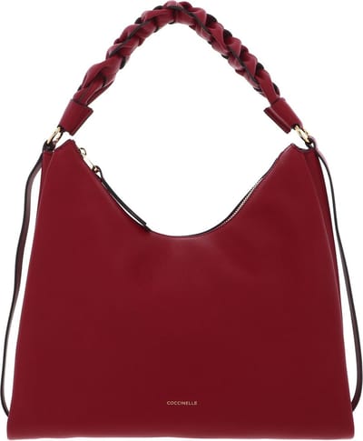 COCCINELLE Leren Schoudertas Boheme Grana Double Shoulder Bag Sangria / Skin (rood)paars