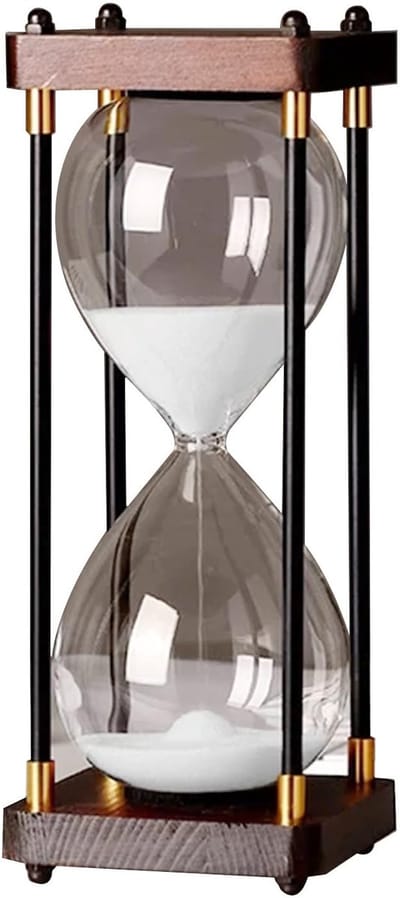 Dailygoods- Zandloper 60 Minuten - Houten Basis - Retro Glasdecoratie - Perfect voor Bruiloft - Creatief Cadeau - Hoogwaardig Materiaal - Tijdmeter