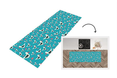 Keukenloper - Loper keuken - Retro - Zeemeeuw - Patronen - Kind - 150x50 cm - Keukenloper vinyl