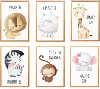 WIETRE Set of 6 Animals, Children's Room, Baby Room Decoration, Pictures for Boys and Girls Poster DIN A3 XXL Forest - ShopVlot