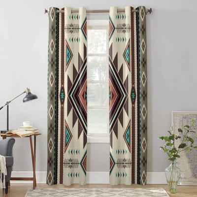 Bruine Boheemse Geometrische Raamgordijnen voor Woonkamer Luxe Slaapkamergordijn Keukenjaloezieën Gordijnen 135W x 60H(cm) x1