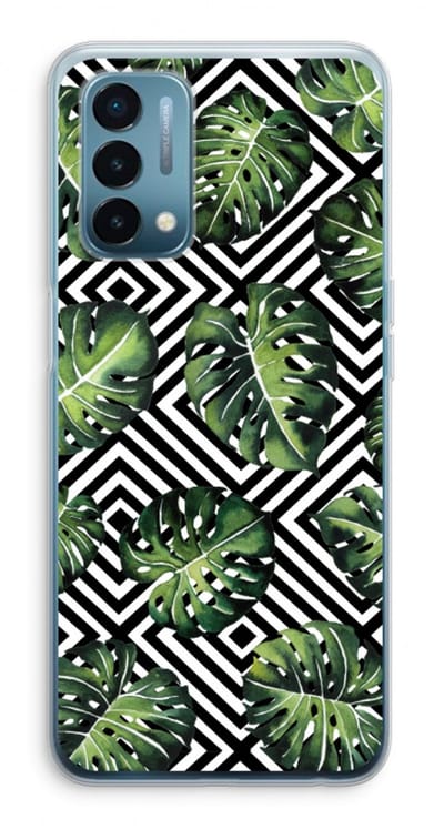 Case Company® - Hoesje geschikt voor OnePlus Nord N200 5G hoesje - Geometrische jungle - Soft Cover Telefoonhoesje - Bescherming aan alle Kanten en Schermrand