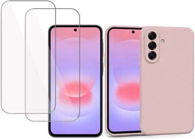 ChiGuard Hoesje & 2x Screenprotector geschikt voor Samsung Galaxy A37 – Gehard Glas Cover - Case - Roze