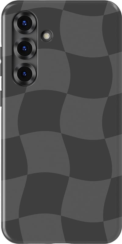 Checkered Warp Hoesje Samsung Galaxy S25 Plus | Geschikt Voor Mag | Uniek Design Hoesje | Beschermhoes Samsung Galaxy S25 Plus Grey Motion