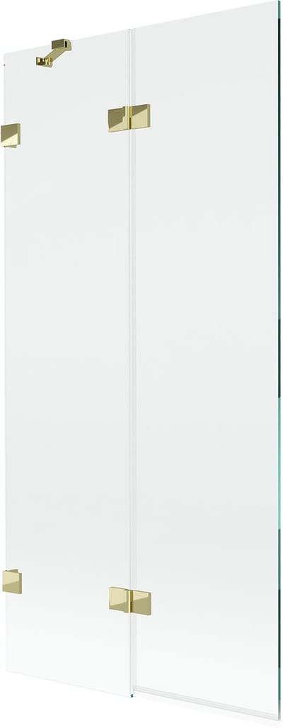 Mexen Lunar badscherm 2-delig links 90 x 150 , transparant, goud - 897-090-100-50-00-L