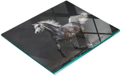 Decoratieve glazen serveerplank voor snacks met Arabisch paardmotief, 60x52 cm