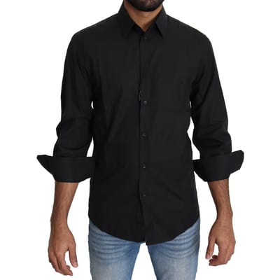 Dolce & Gabbana Zwarte Katoenen Formele Dressshirt Heren Top