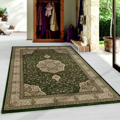 Flycarpets Klassiek Groen Vloerkleed Bukhara - Oosters motief - Perzisch Tapijt Laagpolig - Woonkamer - 200x290 cm
