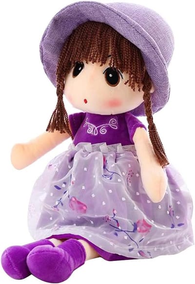 Zachte Stoffen Pop 45 cm met Haar - Pluche Knuffeldier Cadeau voor Kinderen