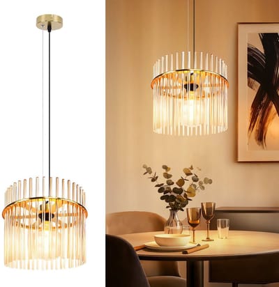 NETTLIFE Hanglamp - Glas - E27 Fitting - 1-lichts - barnsteen - Vintage Eetkamerlamp B 30cm - in hoogte verstelbaar - voor Eetkamer | Slaapkamer | Café | Keuken