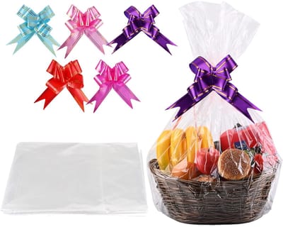 Mandzakken, 90 x 140 cm Grote Cellofaanzakjes Transparante met 5 Trekstrikken, Cellophane Wrap Tassen voor Geschenken,Bloemen, Kunsthandwerk, Manden, Lekkernijen