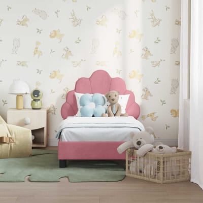 vidaXL - Peuterbedframe - met - hoofdboard - Roze - 70 - x - 140 - cm - Fluweel