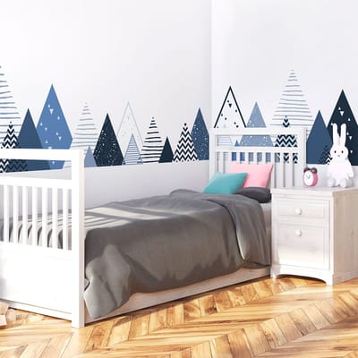 Muurstickers voor kinderkamers - Decoratie voor de babykamer - Gigantische muursticker met Scandinavisch berglandschap van ALINKA - 50x85cm