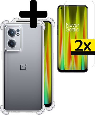 Hoesje - Met Screenprotector - 2 Stuks - Geschikt voor OnePlus Nord CE 2 - Sterk & Shockproof - Siliconen Case - Back Cover - Telefoon Hoes - Shock Proof - Telefoonhoesjes - Transparant