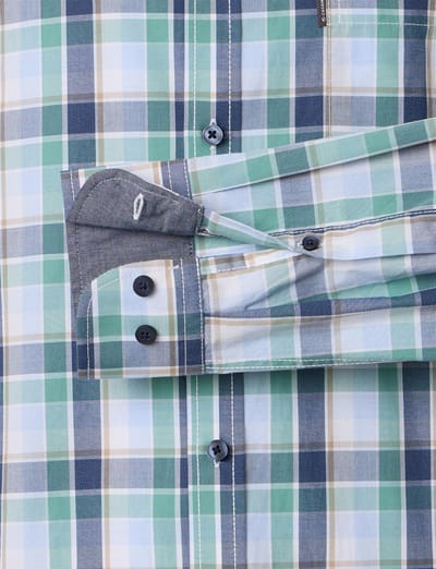 blauwe overhemd 100% katoen Casa Moda button-down collar